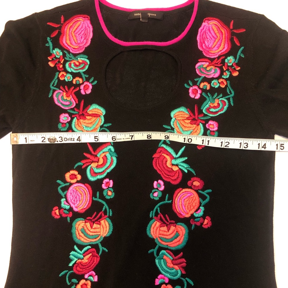 Nanette Lepore Floral Knit Embroidered Cutout Mini Dress XS - Picture 11 of 15